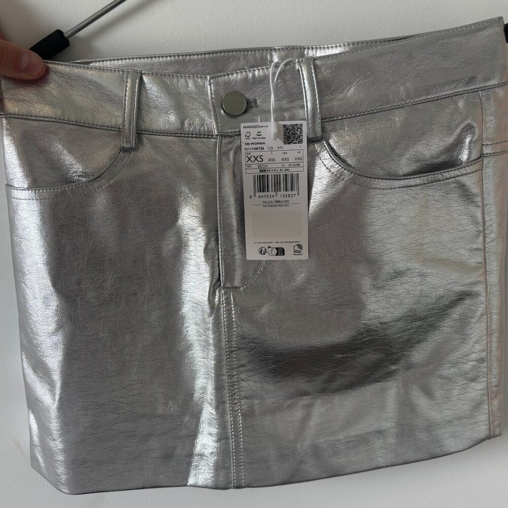 MANGO - Metallic leather-effect mini-skirt